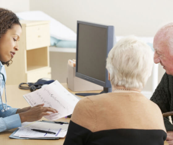 Doctor explaining the causes and risks of cataracts