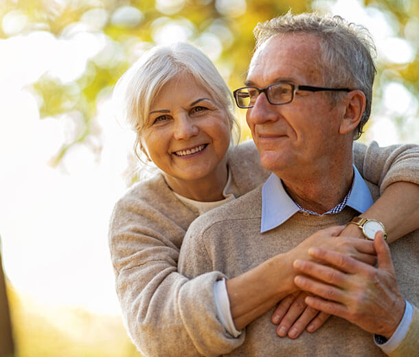 Couple happily smiling