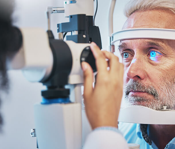 Man undergoing contact lens exam